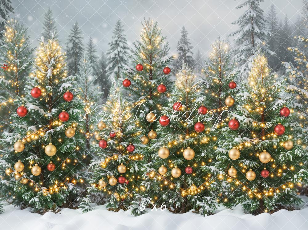 Kate Christmas Snowy Pine Trees Backdrop Designed by Emetselch - Kate Backdrop AU