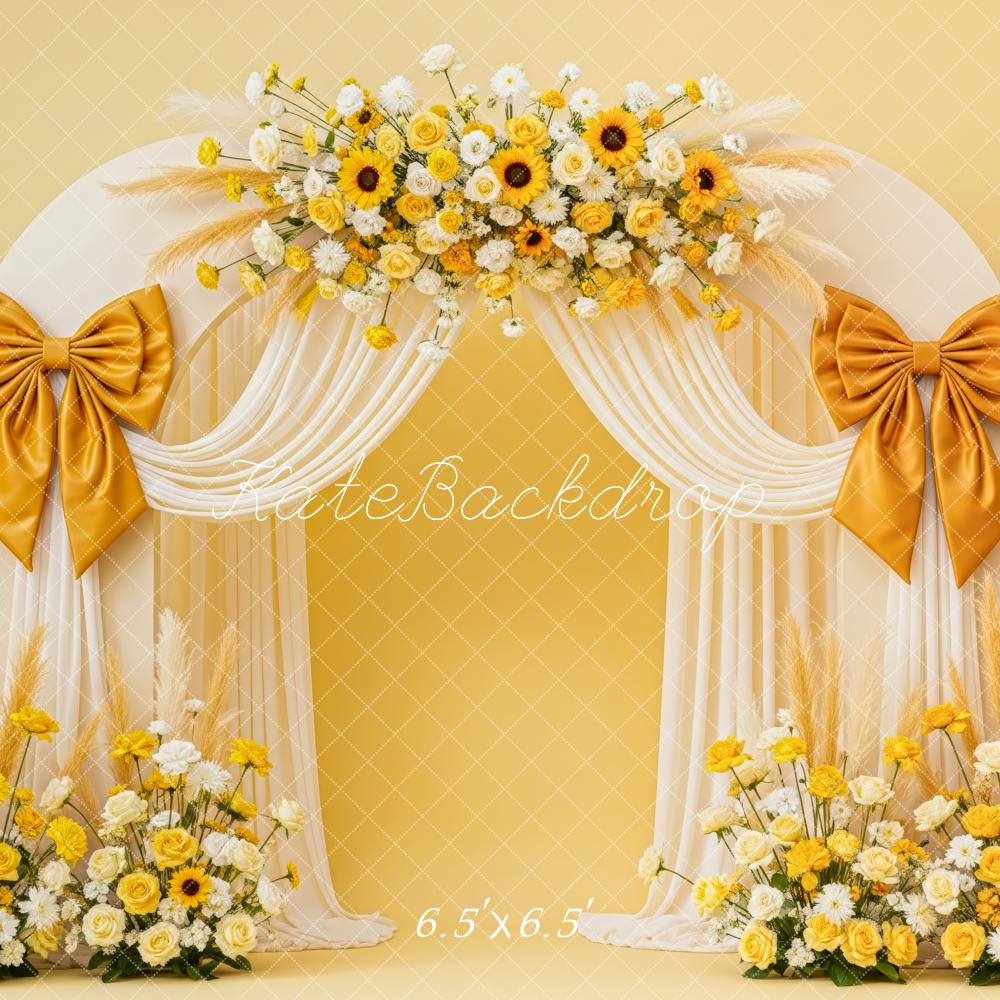 Kate Flower Yellow Bow Drapes Backdrop Designed by Patty Roberts