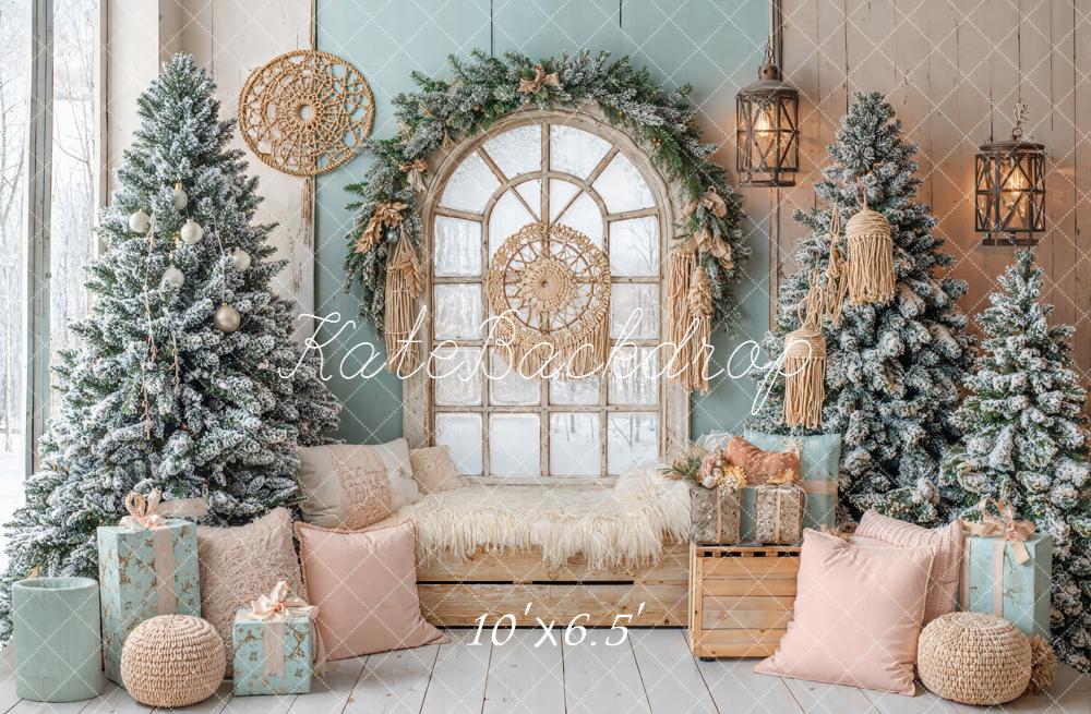 Lightning Deal Kate Boho Christmas Trees Window Backdrop Designed by Emetselch