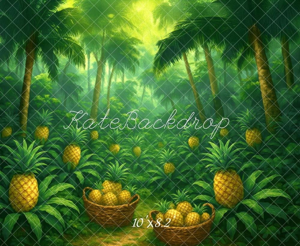 Kate Pineapple Basket Jungle Greenery Backdrop Designed by Megan Leigh - Kate Backdrop AU