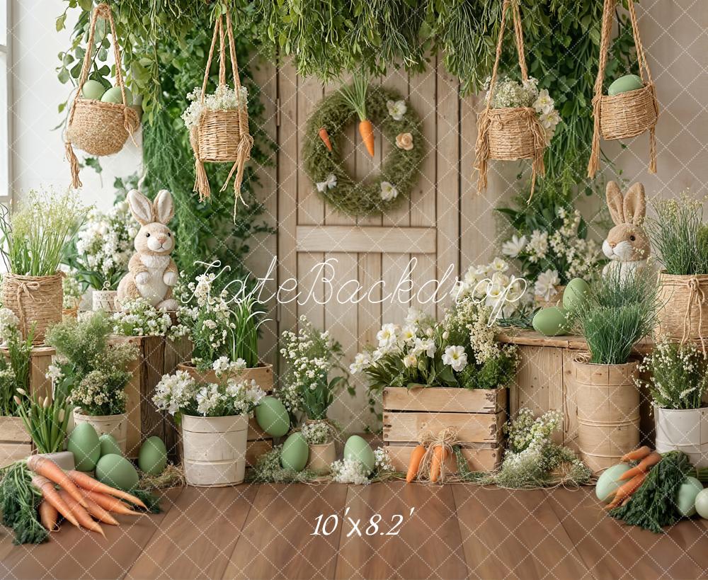 Kate Easter Bunny Carrots Flowers Backdrop Designed by Emetselch