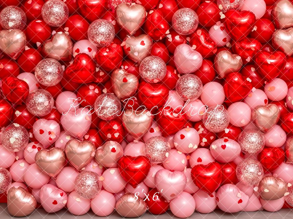 Kate Pink Red Heart Balloons Backdrop Designed by Patty Roberts
