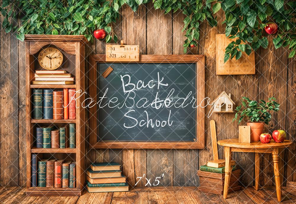 Kate Back to School Blackboard Books Apple Wood Backdrop Designed by Emetselch - Kate Backdrop AU