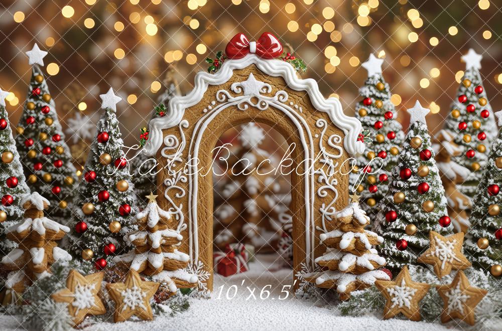 Kate Christmas Gingerbread Arch Cookie Trees Backdrop Designed by Mini MakeBelieve - Kate Backdrop AU