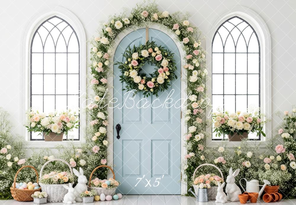 Kate Easter Bunny Blue Door Backdrop Designed by Patty Roberts