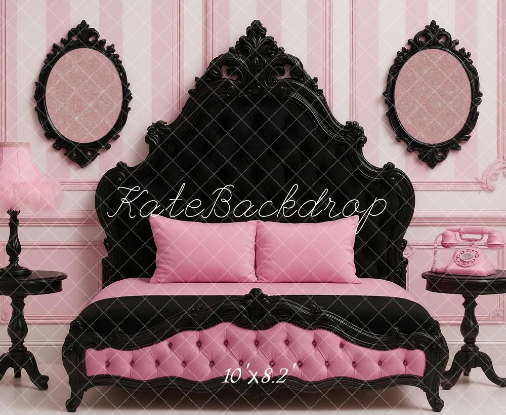 Kate Doll Dream Pink Black Bed Room Backdrop Designed by Ashley Paul