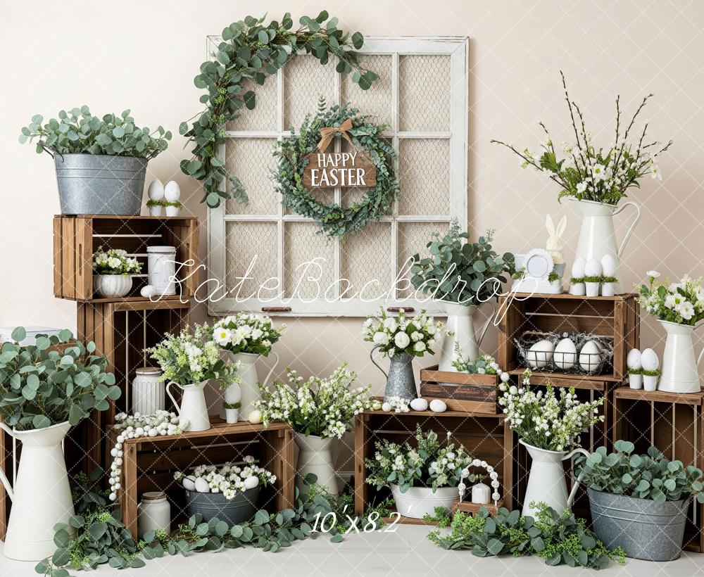 Kate Easter Greenery Wooden Crates Backdrop Designed by Patty Roberts