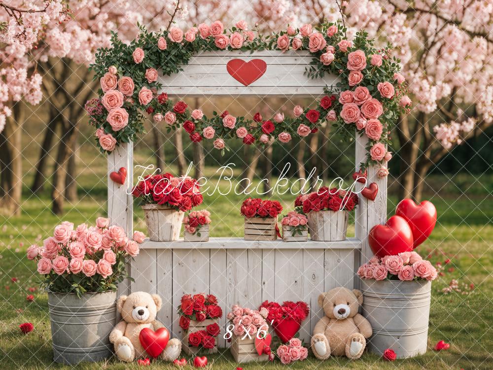 Kate Valentine Flower Teddy Bears Backdrop Designed by Emetselch