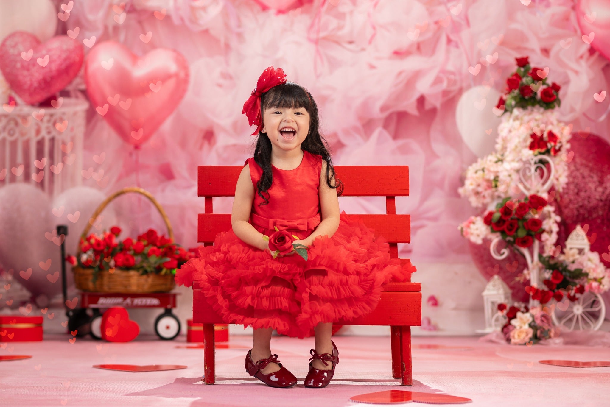 Kate Valentine's Day Backdrop Pink Love Heart Balloon Romantic Room Designed by Emetselch - Kate Backdrop AU