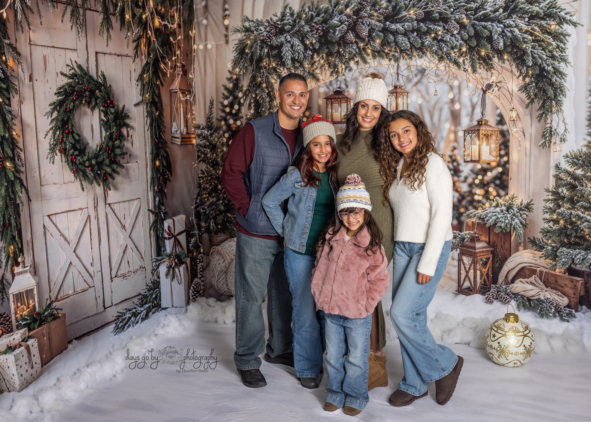 Kate Winter Christmas Arch Barn Door Snow Room Set