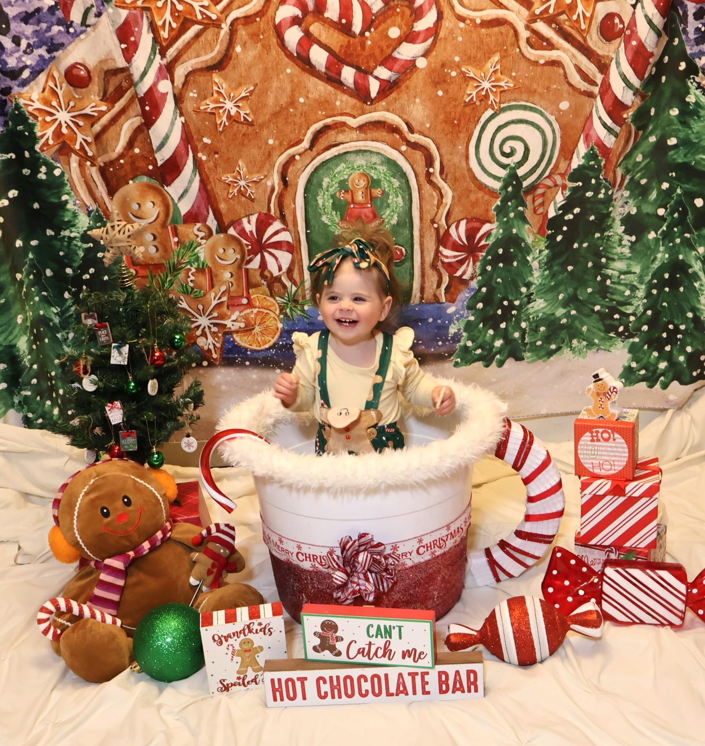 Kate Christmas Hot Cocoa Backdrop+Winter Snowy Rubber Floor Mat - Kate Backdrop AU