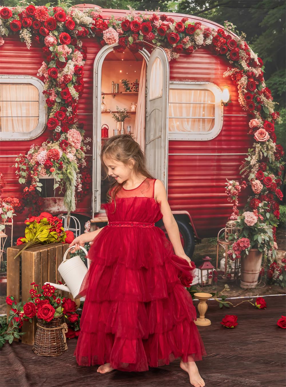 Kate Valentine's Day Backdrop Spring Flowers Outdoor House Designed by Emetselch - Kate Backdrop AU