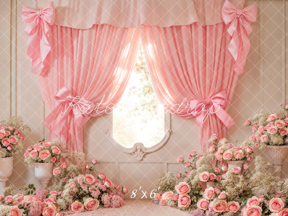 Kate Pink Curtain Roses Flowers Backdrop Designed by Emetselch - Kate Backdrop AU