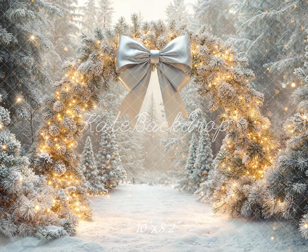 Kate Christmas Snowy Arch Pine Trees Backdrop Designed by Emetselch - Kate Backdrop AU