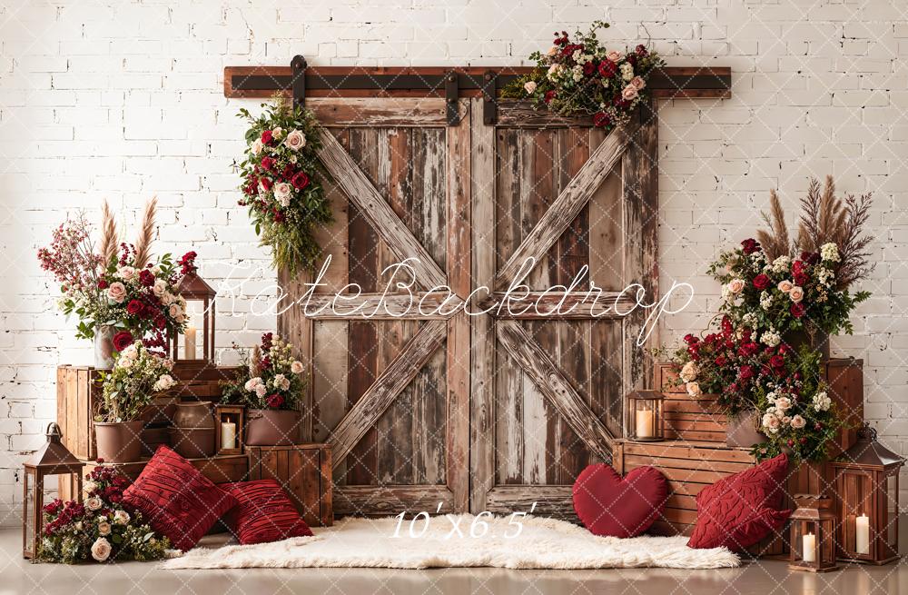 Kate Rustic Wooden Barn Door Backdrop Designed by Emetselch