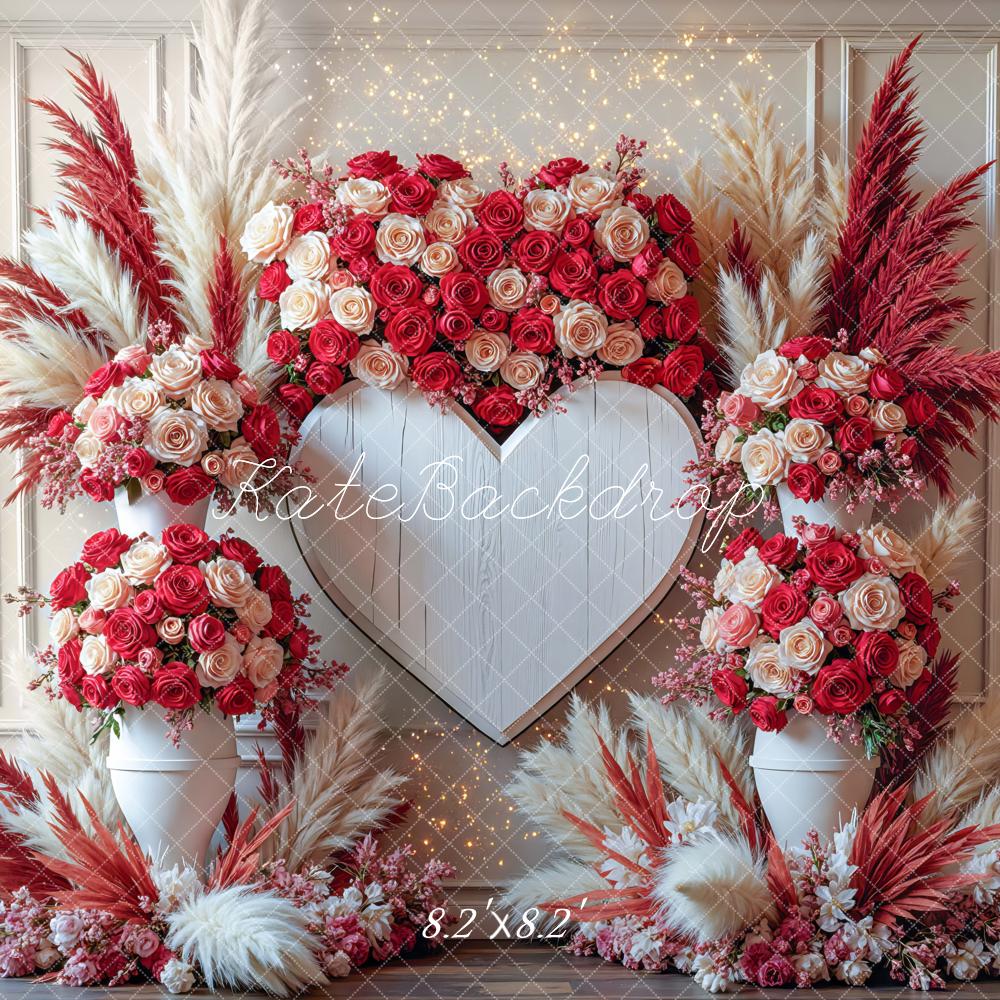 Kate Heart Shape Floral Valentine's Day Backdrop Designed by Mini MakeBelieve