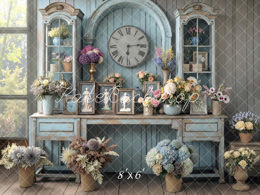 Kate Vintage Cabinet Clock Floral Backdrop Designed by Mini MakeBelieve