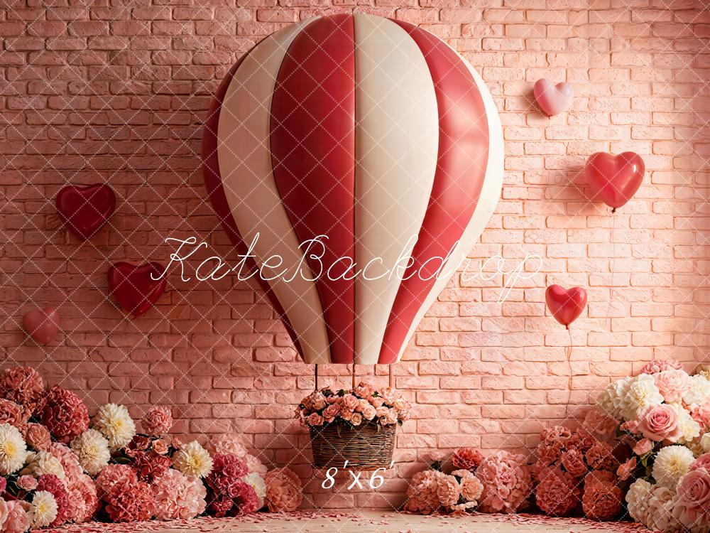 Kate Hot Air Balloon Heart Brick Backdrop Designed by Emetselch