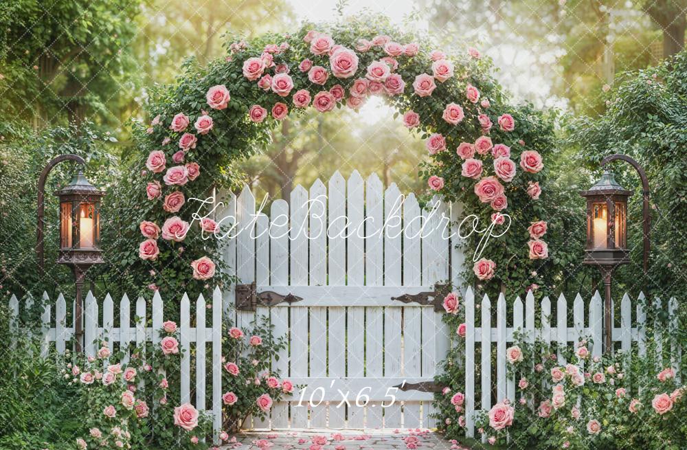 Kate Flower Arch White Gate Fleece Backdrop Designed by Emetselch