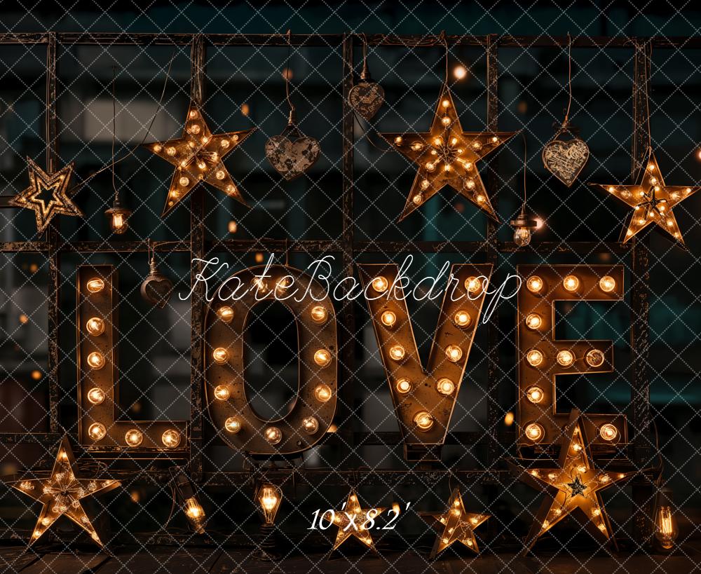 Kate Love Letters Star Lights Fleece Backdrop Designed by Emetselch