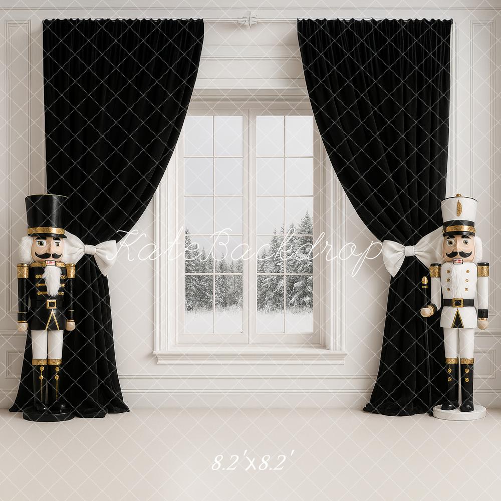 Kate Christmas Nutcracker Window Black Curtains Backdrop Designed by Ashley Paul - Kate Backdrop AU
