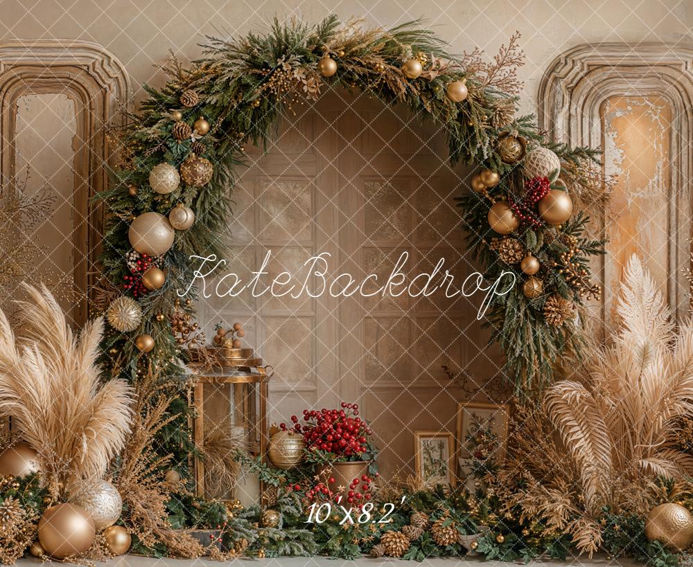 Kate Christmas Arch Pampas Grass Backdrop Designed by Emetselch - Kate Backdrop AU