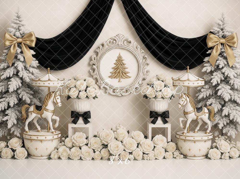 Kate Carousel Christmas Frosted Trees Backdrop Designed by Ashley Paul - Kate Backdrop AU