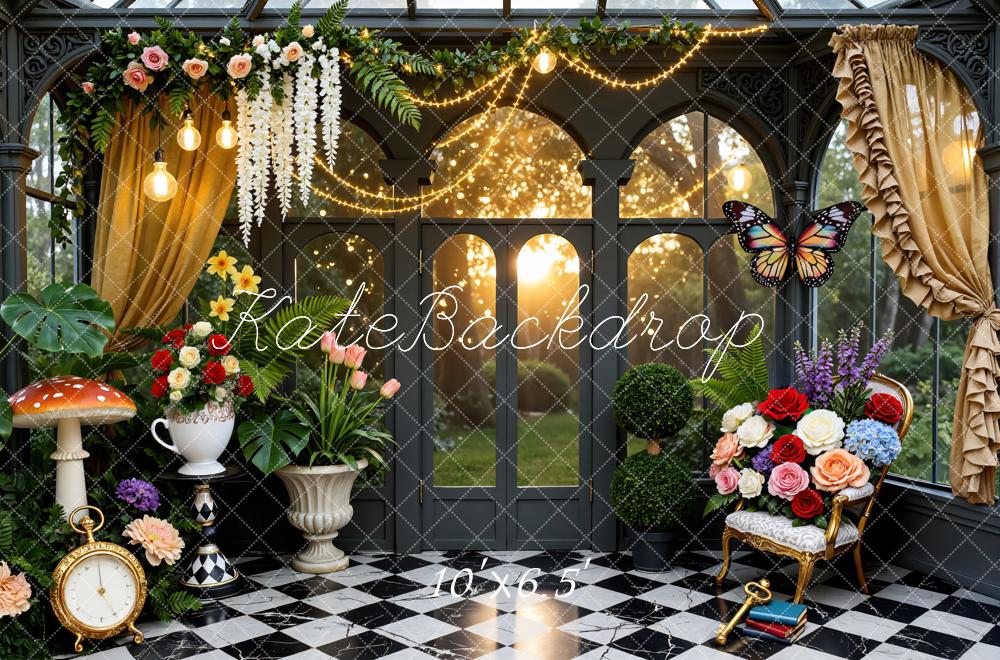 Kate Spring Sunroom Flowers Clock Backdrop Designed by Mini MakeBelieve