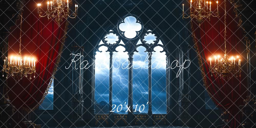 Kate Gothic Windows Chandeliers Curtains Backdrop Designed by Emetselch