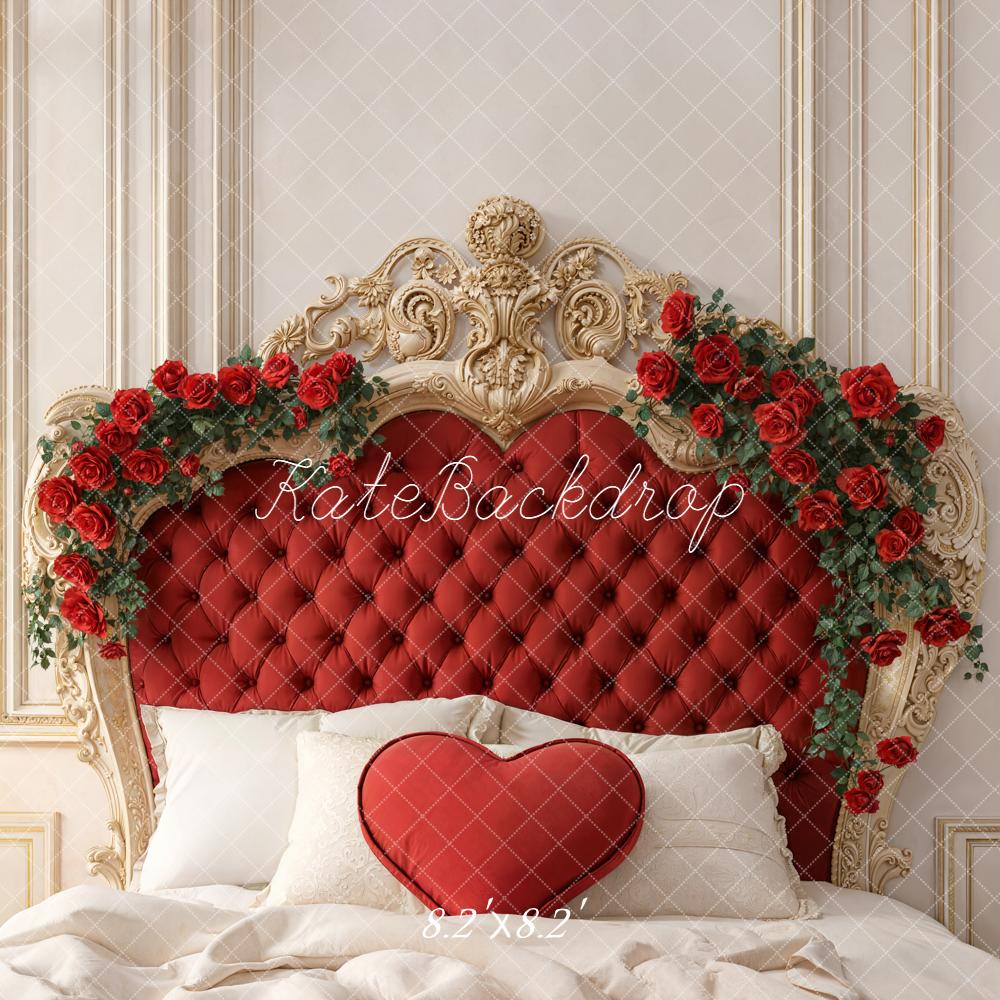 Kate Red Headboard Roses Valentine's Day Backdrop Designed by Emetselch