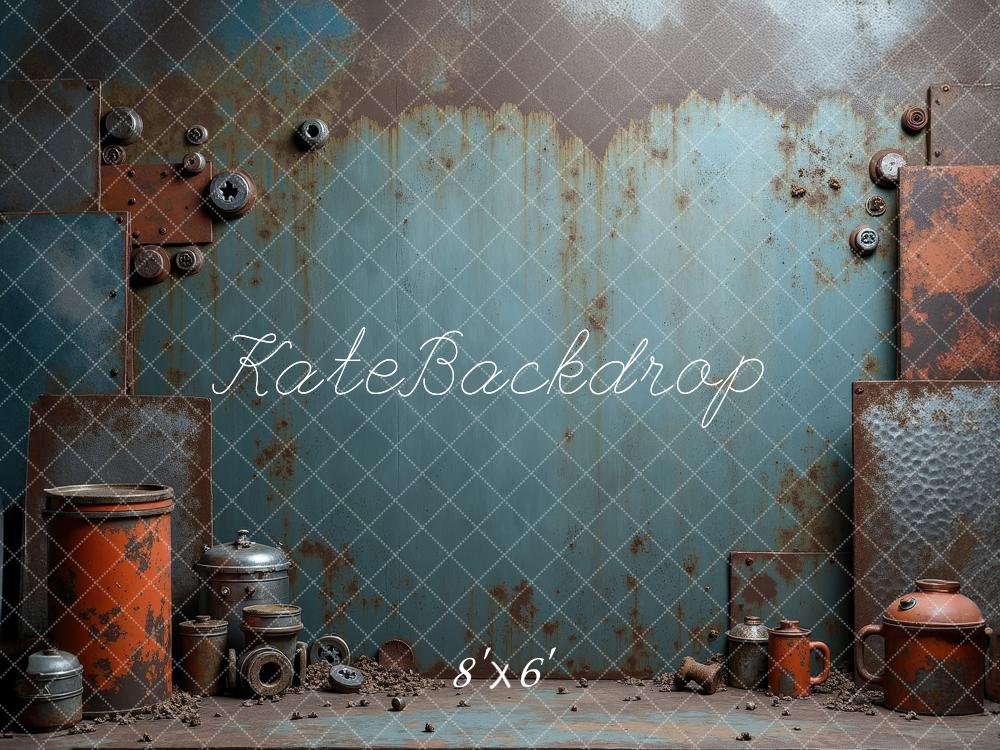 Kate Rusty Metal Wall Industrial Backdrop Designed by Laura Bybee - Kate Backdrop AU
