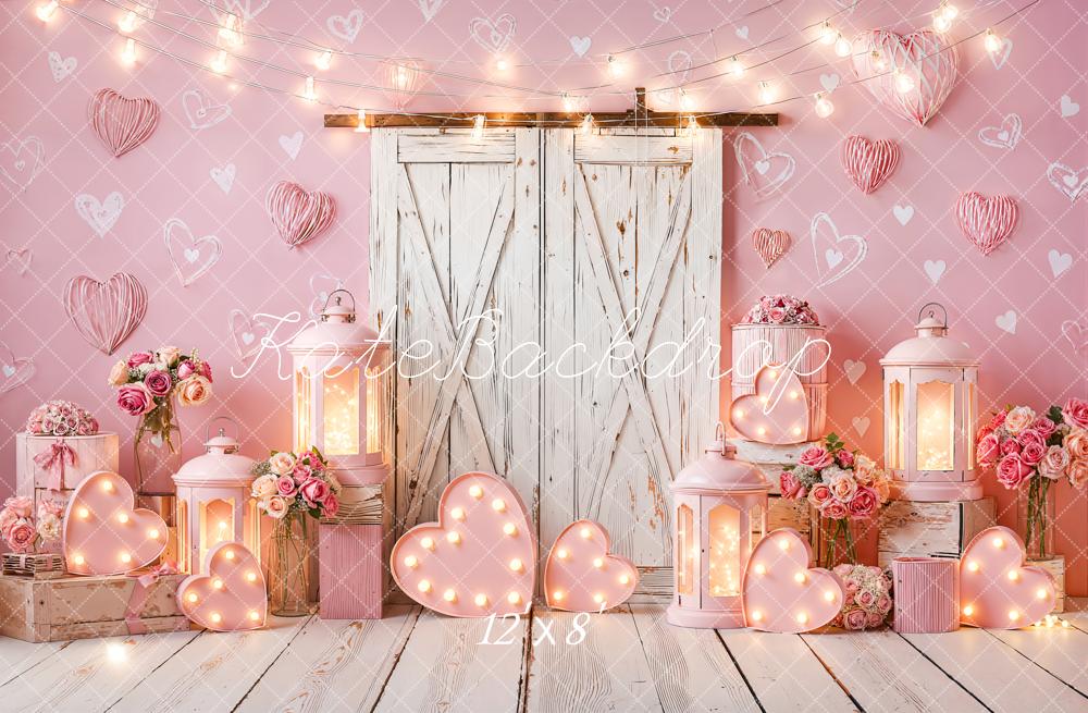 Kate Pink Hearts Barn Door Backdrop Designed by Emetselch