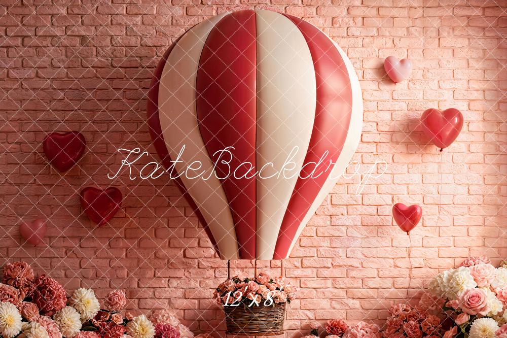 Kate Hot Air Balloon Heart Fleece Backdrop Designed by Emetselch