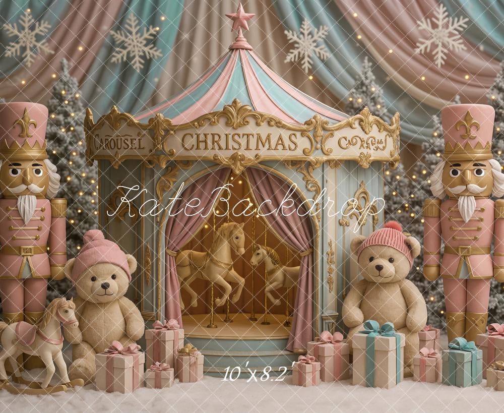 Kate Christmas Carousel Nutcracker Backdrop Designed by Ashley Paul