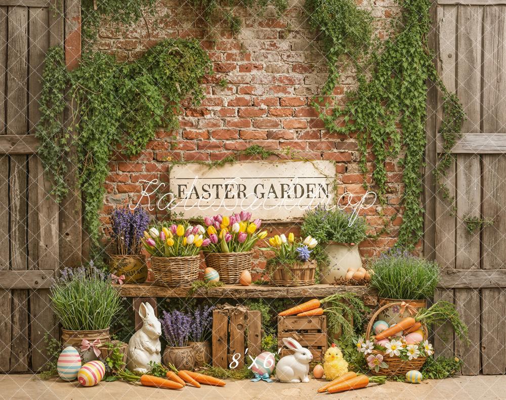 Kate Easter Garden Bunny Carrots Eggs Fleece Backdrop Designed by Emetselch