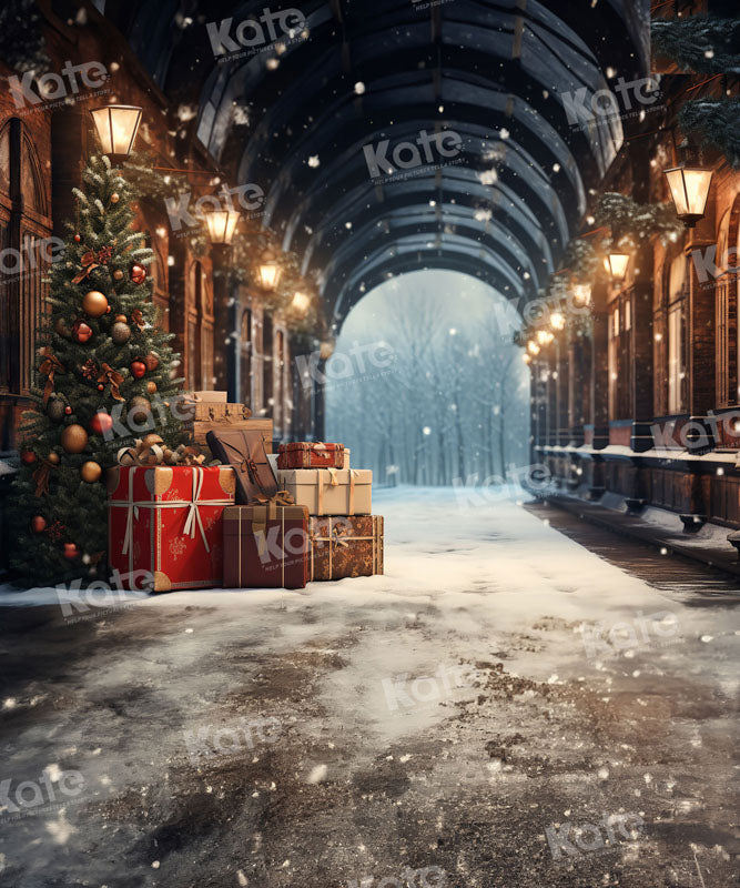 Kate Christmas Tree Presents Snowy Archway Backdrop Designed by Chain - Kate Backdrop AU