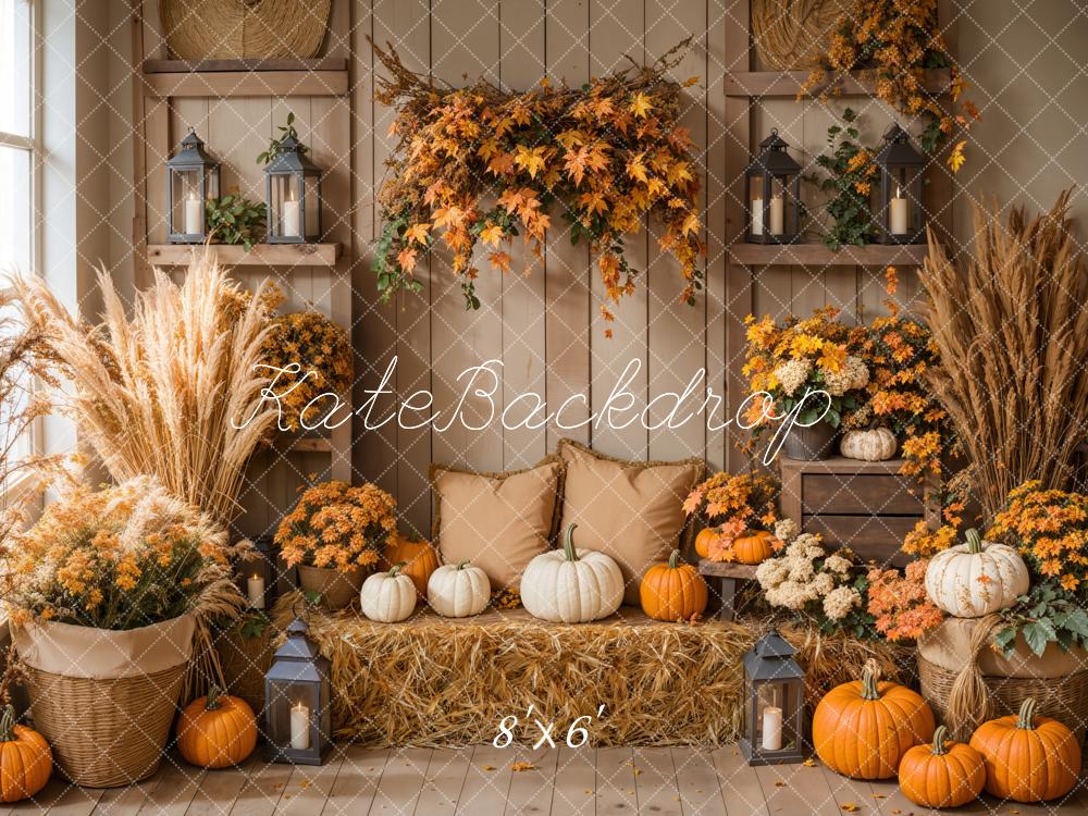 Kate Fall Pumpkins Hay Backdrop Designed by Emetselch - Kate Backdrop AU