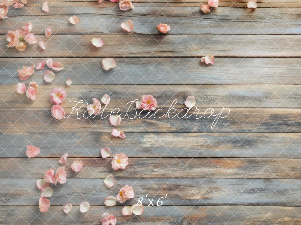 Kate Flower Petals Wood Planks Backdrop Designed by Mini MakeBelieve - Kate Backdrop AU