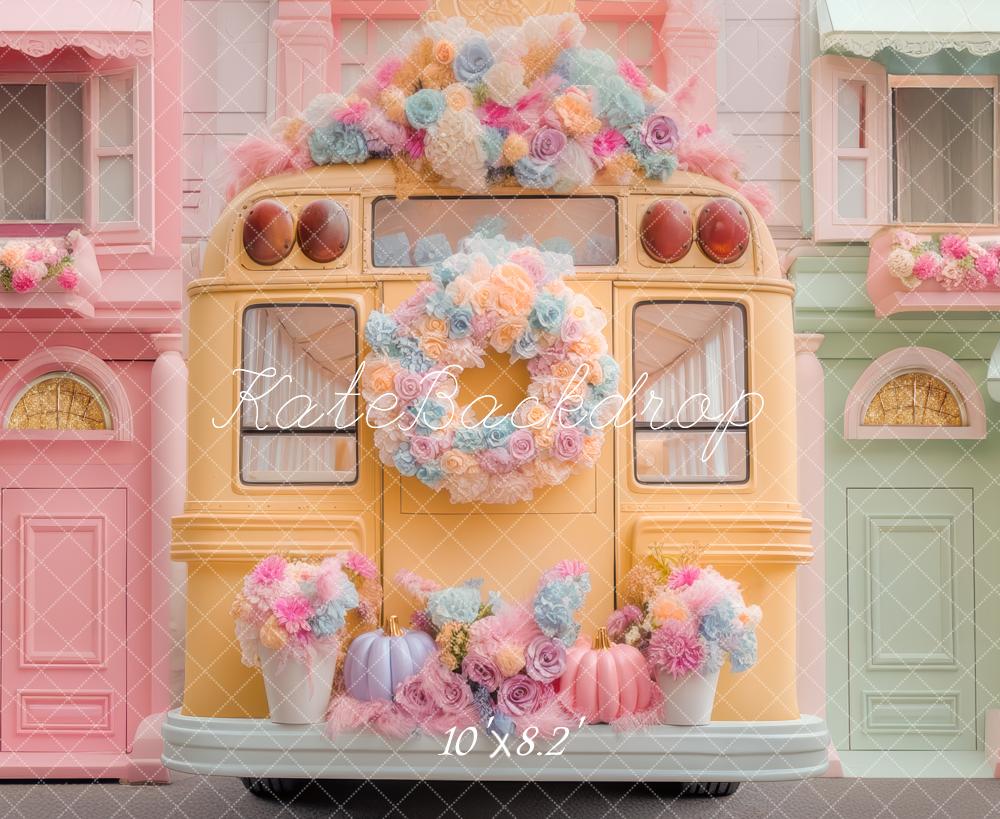 Kate Flower Bus Houses Backdrop Designed by Mini MakeBelieve - Kate Backdrop AU