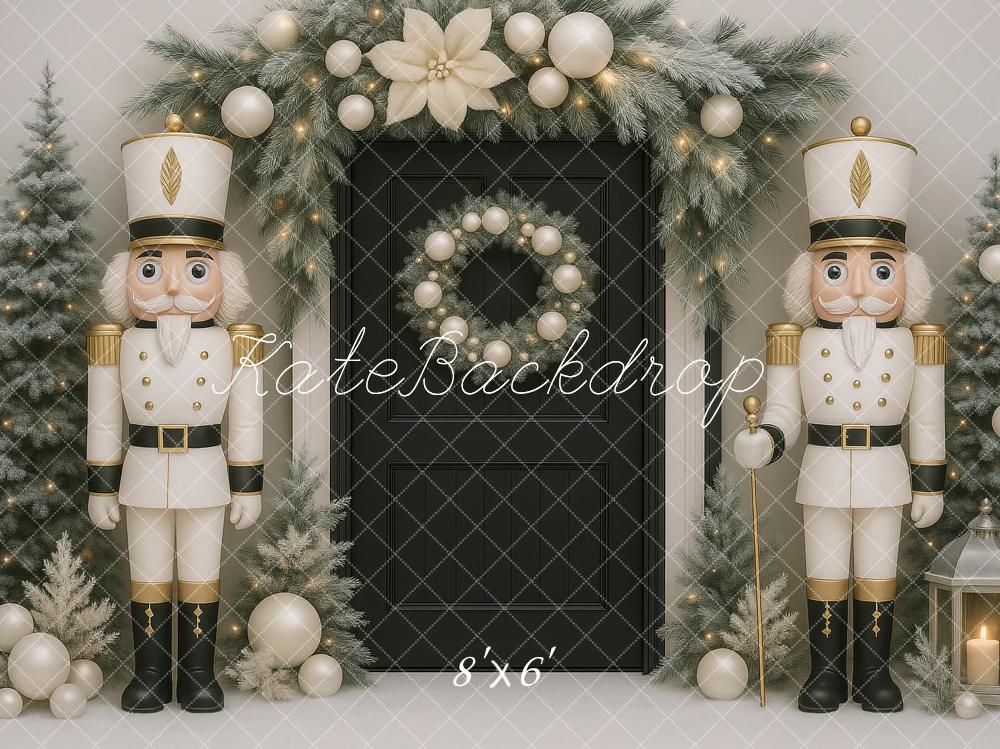 Kate Christmas Nutcracker Fir Trees Black Door Backdrop Designed by Ashley Paul
