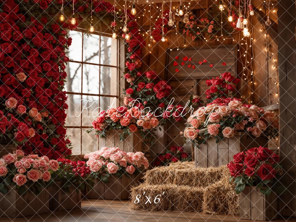 Kate Rustic Roses Wooden Crates Fleece Backdrop Designed by Emetselch