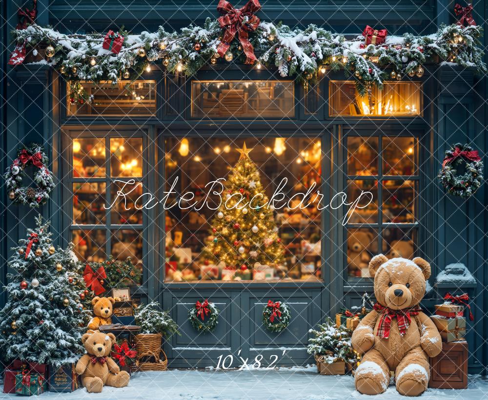 Kate Christmas Toy Shop Window Teddy Bears Backdrop Designed by Chain - Kate Backdrop AU