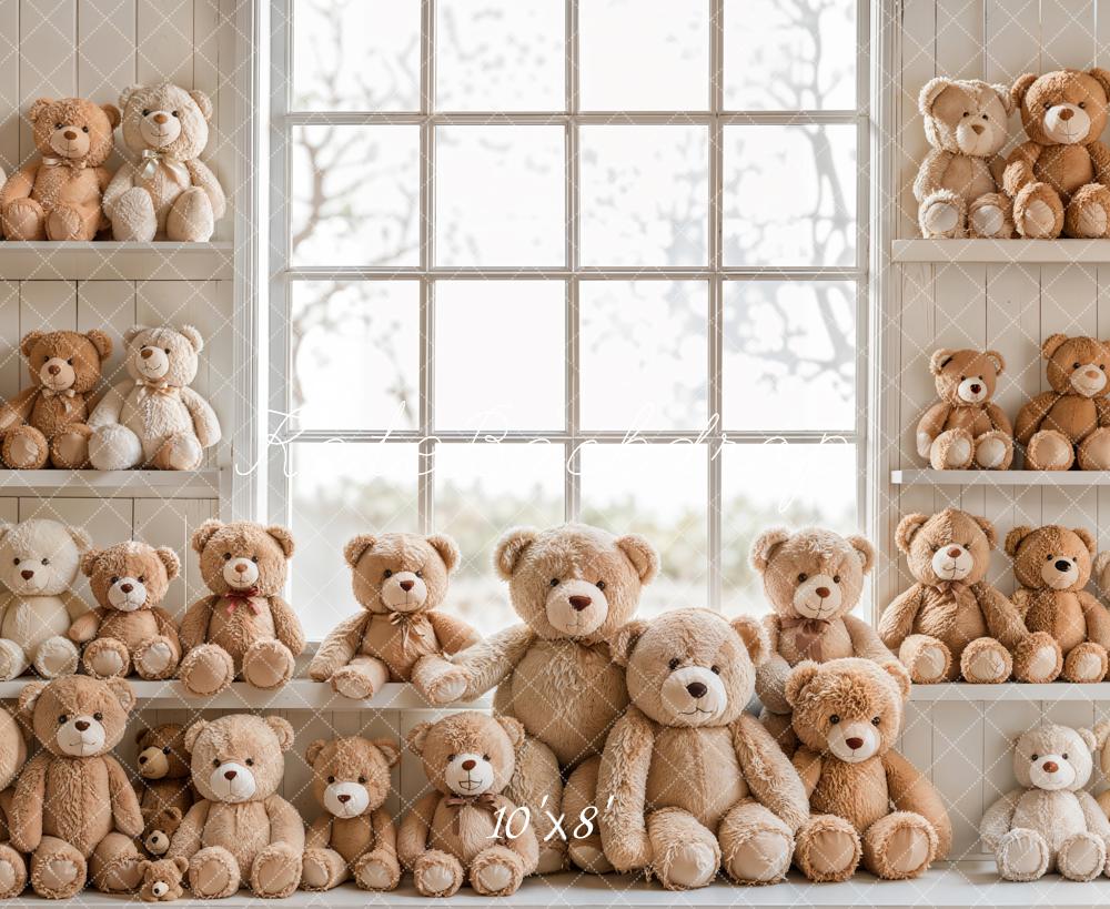 Kate Teddy Bears Window Shelves Fleece Backdrop Designed by Emetselch - Kate Backdrop AU