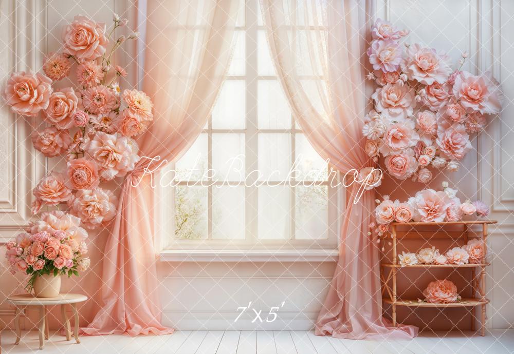 Kate Flower Arch Pink Floral Window Backdrop Designed by Emetselch