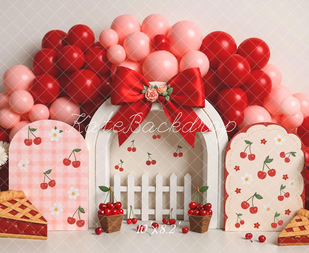 Kate Cherry Balloons Bow Cake Smash Backdrop Designed by Mini MakeBelieve