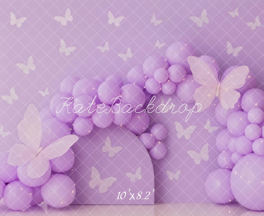Kate Purple Balloon Cake Smash Butterfly Backdrop Designed by Patty Roberts - Kate Backdrop AU