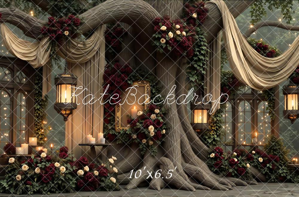Kate Wedding Tree Lanterns Roses Backdrop Designed by Mini MakeBelieve