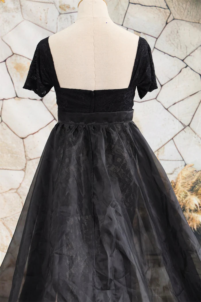 Kate Lace Short Sleeved Strapless Black Maternity Photoshoot Dress - Kate Backdrop AU