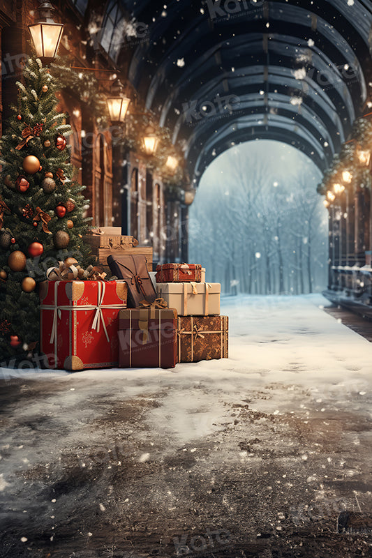 Kate Christmas Tree Presents Snowy Archway Backdrop Designed by Chain - Kate Backdrop AU