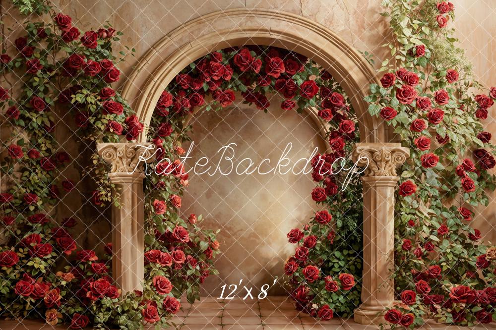 Kate Valentine Arch Red Roses Backdrop Designed by Emetselch